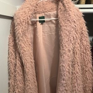 Pink fuzzy coat